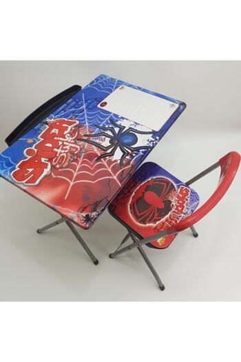 Furkan Toys Spider Style Yazı Tahtalı Kalemlikli Katlanır Ders Çalışma Masa Sandalye Seti