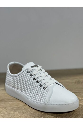 Pierre Cardin Ready Sole White Knit Leather Sneakers Shoes