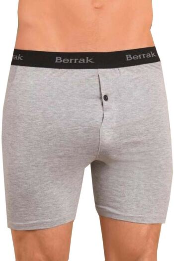 Berrak Men's Gray Lycra Buttoned Boxer ELF568BER1059