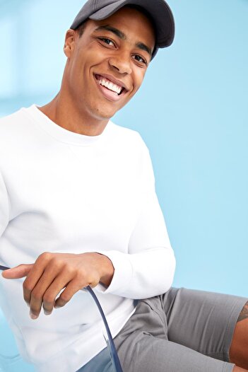DeFacto Regular Fit Crew Neck Basic βαμβακερό φούτερ