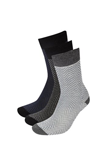 DeFacto Men's Multicolored Cotton 3-Piece Socks V4929AZ21WN