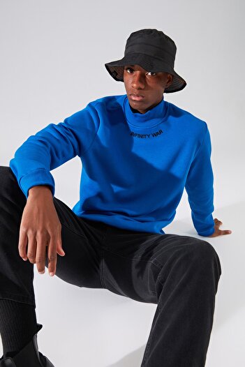 Trendyol Collection Φούτερ με ζιβάγκο με κέντημα Saks - Fleece Cut, TMNAW22sw0718