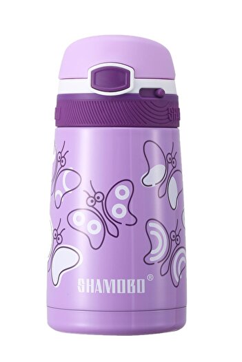 Shamobo Children's 350 Ml Stainless Steel Thermos with Straw Bpa Free 7 Colors