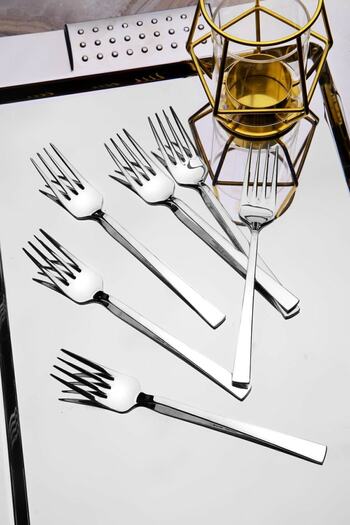 NEWSTORE HOME Luxury Titanium Silver 6 Pieces Sweet Fork Set