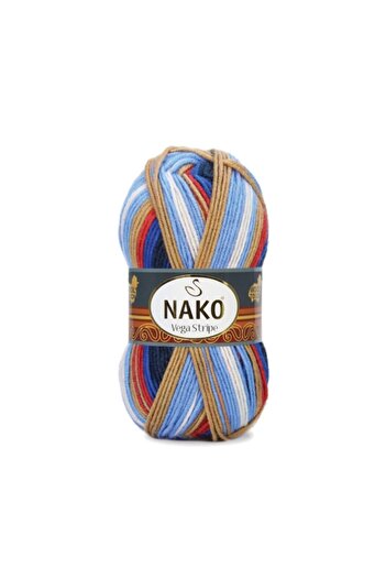 NAKO (5 Τεμάχια) Vega Stripe 82411 Πλεκτό σε χέρι νήμα για πλέξιμο γιλέκο ζακέτα πουλόβερ νήματα για μωρά