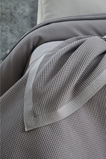 Mulberry Air Conditioned Pike, 100% Cotton Honeycomb Pike, Dörtmevsim Pike Double 220x240-grey