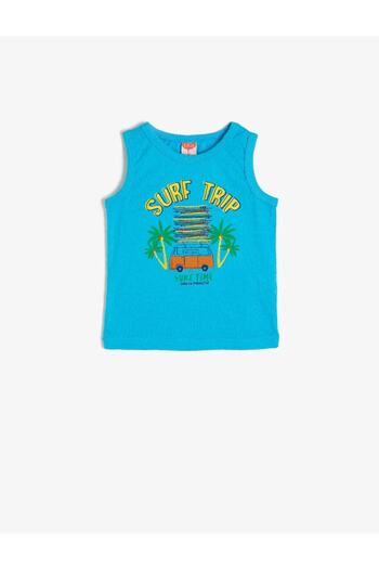 Koton Baby Boy Blue Text Printed Undershirt