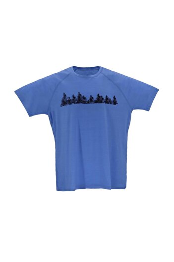 Woolnat Merino Wool Tree Printed Short Sleeve Men's T-shirt