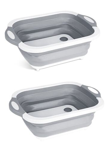 Buffer 2 Pieces Foldable Cutting Chopping Board with Strainer Basin Basin