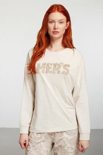 Catherine's 1900 Women's Long Sleeve Pajama Set - Ecru