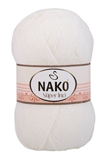 NAKO Super Pearl Wool Hand Knitting Yarn Κωδικός χρώματος: 208 Λευκό