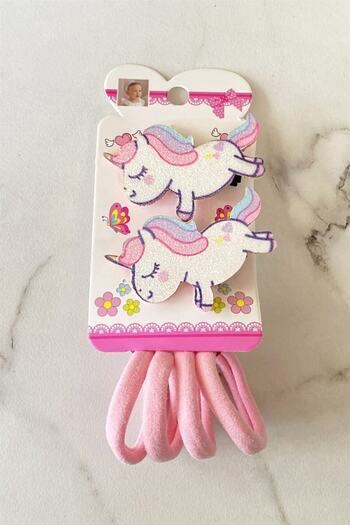 TAKIŞTIR Pink Children's Buckle Set with Unicorn Figure