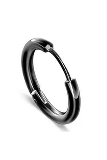 The Collection Unisex Surgical Steel Black Color 12 Mm Hoop Earring