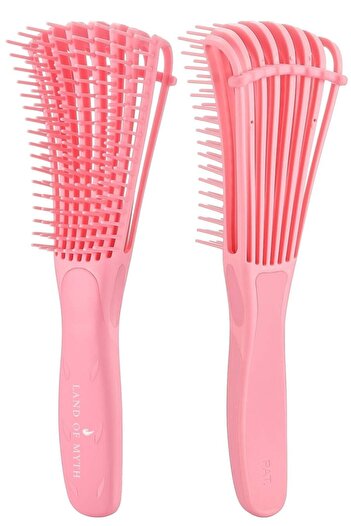 LAND OF MYTH Lom1192 New Generation Detangling Combing Brush Octopus Design Flexible Tooth Curly Hair - Pink