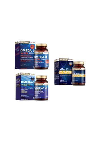 Nutraxin Omega 3 Ultra 2500 Mg - 30 Capsules Coq-10 and Vitamin Max 60 Tablets