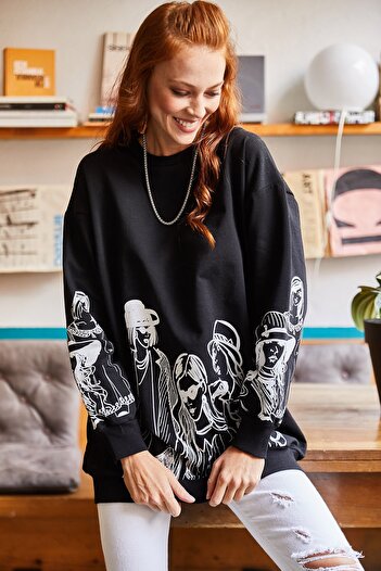 Olalook Dámská černá oversize mikina SWT-19000452