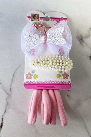 TAKIŞTIR Pink Color Butterfly Figured Children's Buckle Set