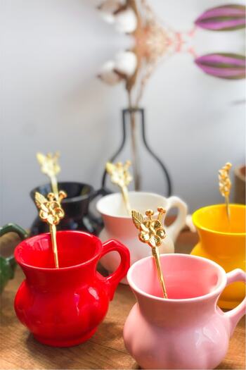 Sezka Life Set of 6 Colored Gold Cups with Spoons