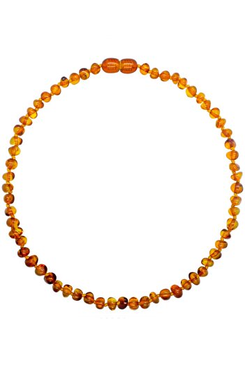 STONE CAPSULE Yetişkin Baltık Kehribar Kolye Karamel (cognac) Renk Parlak Barok Kesim