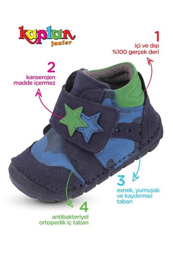 KAPTAN JUNIOR First Step Genuine Leather Baby Boy Child Orthopedic Shoes Booties