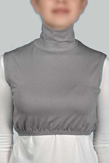 Altobeh Zero Sleeve Turtleneck Full Neck Lycra Combed Cotton Women's Half Body - Gray