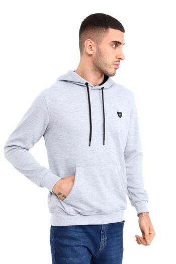 Rey Polo Men's Hooded Kangaroo Pocket Long Sleeve Pique Basic Sweatshirt