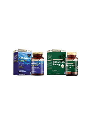 Nutraxin 60 Soft Capsules with Omega 3 and Coq-10 Coenzyme + Bromelain 500 Mg