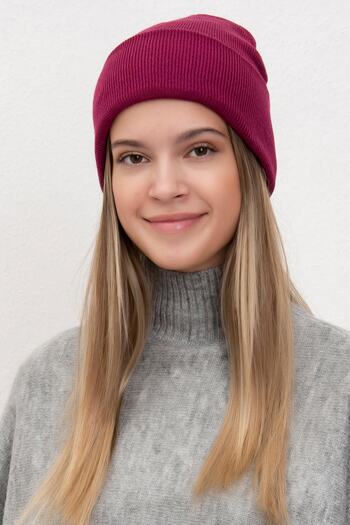 CosmoOutlet Solid Color Basic Folded Women's Cherry Color Beret