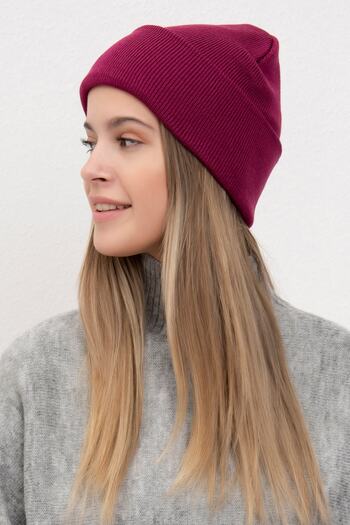 CosmoOutlet Solid Color Basic Folded Women's Cherry Color Beret