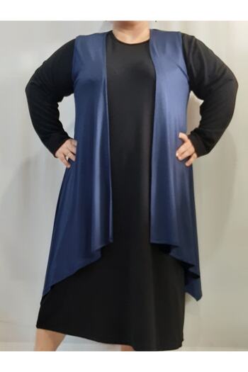 Mertcan Butik Combed Cotton Viscose Casual Navy Blue Vest