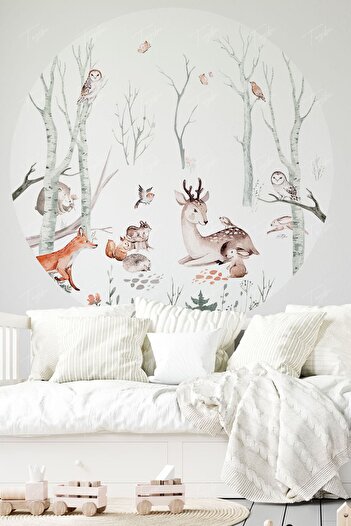 TUGİBU Round Circle Forest Wall Sticker