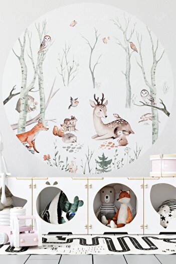 TUGİBU Round Circle Forest Wall Sticker