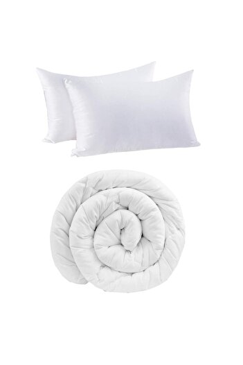 Evsay Natural Handmade Double Wool Quilt + 2 Wool Pillows