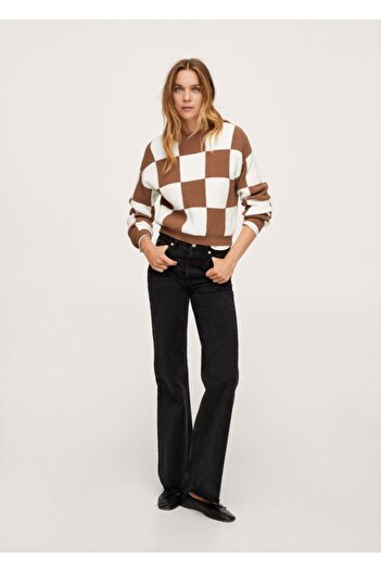MANGO Woman Women's Checkered Knit Sweater