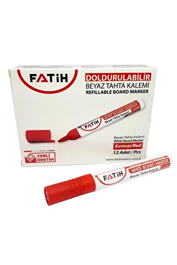 Fatih 34360 Yuvarlak Uçlu Beyaz Tahta Kalemi Doldurulabilir 1 Adet Kırmızı
