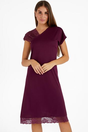 AYYILDIZ 4001 Plum Nightgown
