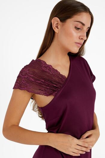 AYYILDIZ 4001 Plum Nightgown