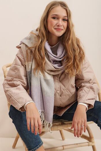 Trend Alaçatı Stili Women's Mix Wool Blended Patterned Shawl ALC-A2066