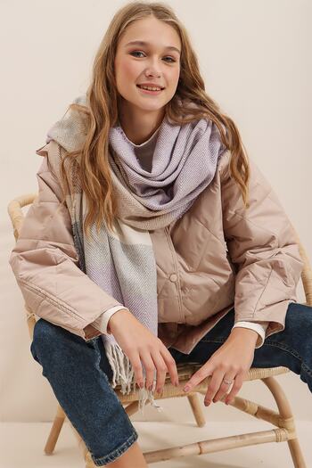 Trend Alaçatı Stili Women's Mix Wool Blended Patterned Shawl ALC-A2066