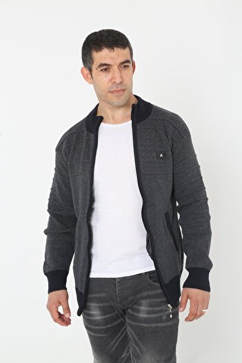 KMKkombin Baba Super Battal Knitwear Zippered Knitted Cardigan Sweater