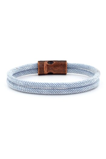 Solfera Light Gray Two Row Metal Magnet Men's Bracelet M013g