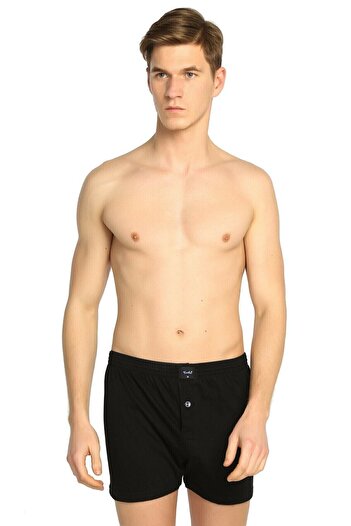 Tutku Men's Black Combed Plain Boxer