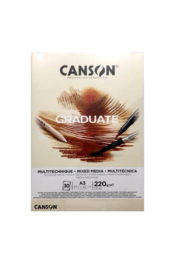 Canson Drawing Block Graduate Mix Media Natural 30 Sheets A3 220 Gr