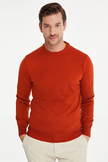 Hatemoğlu Men's Tile Regular Fit Plain Crew Neck Knitwear Sweater