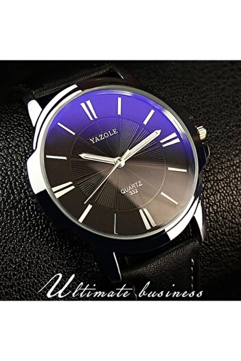 Yazole Men's Wristwatch Black Leather Cord Stylish Clock Yzl 332sg