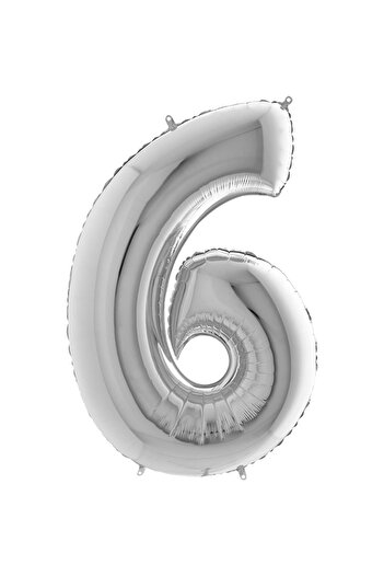 Huzur Party Store 100cm Large Foil Balloon 40 Inc Silver Number 6