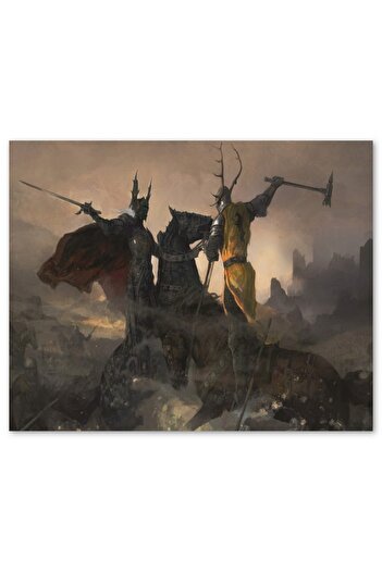Cakatablo Ahşap Tablo Game Of Thrones Savaşan Şövalyeler (50x70 Cm Boyut)