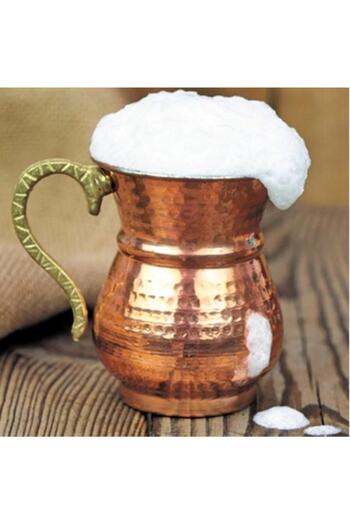 Abay 6Pcs Copper Ayran Cup with Thick Hammered Handle, Water Cup Mug
