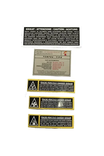 Emr Tofaş Fiat Tempra Tipo Motor Sticker Set 5 Pieces Set Panel Sticker Set