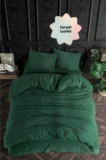 Always Cotton Ranforce Sheet Elastic Double Double Sided Duvet Cover Set